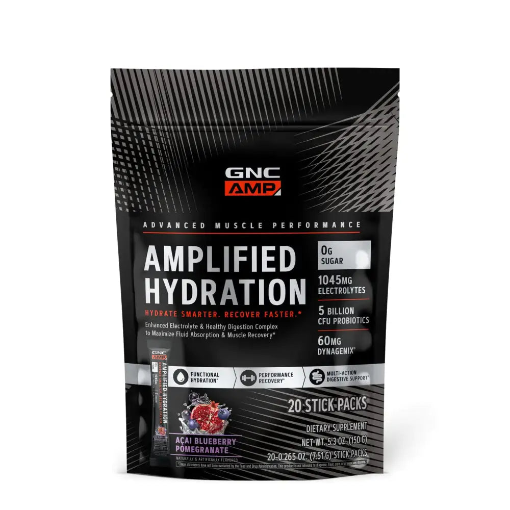 GNC AMP Amplified Hydration Electrolyte Powder Drink Mix | Enhanced Electrolyte & Healthy Digestion Complex | Acai