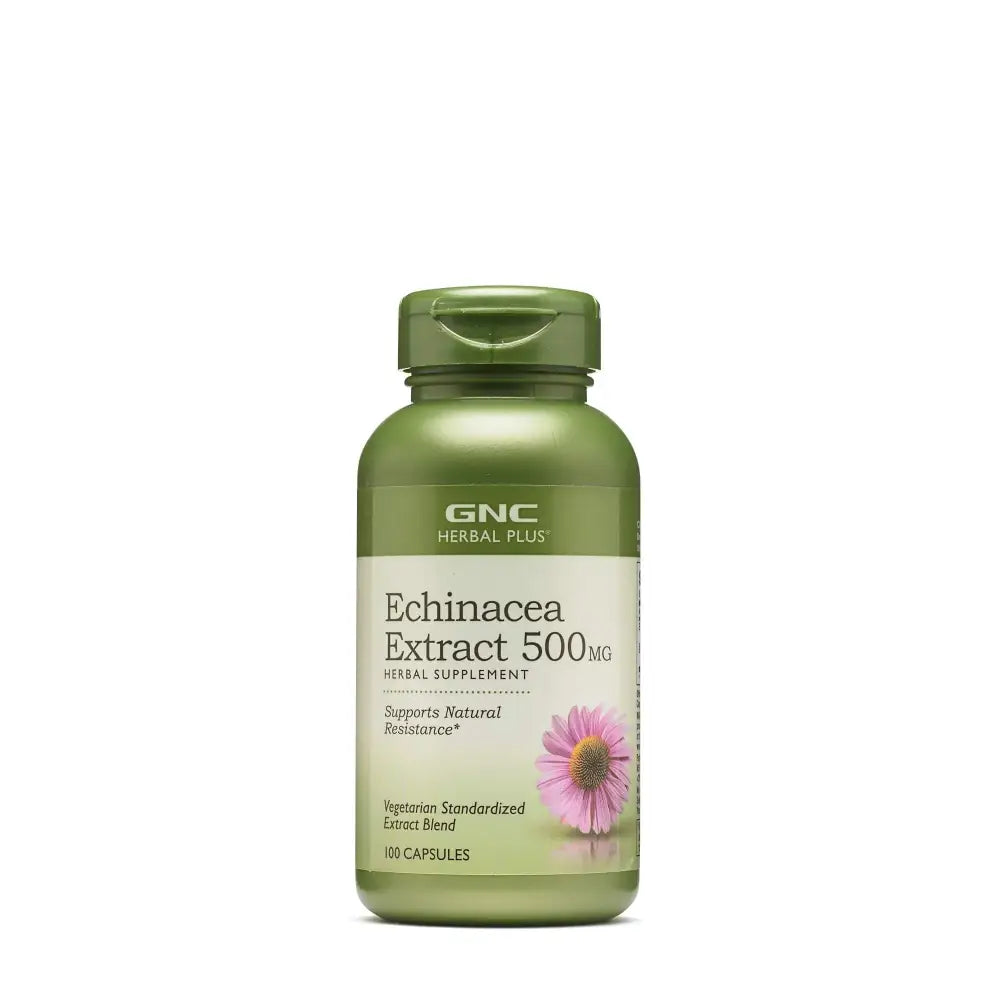 GNC Herbal Plus Echinacea Extract 500mg Supplement Vegetarian Supports Natural Resistance 100 Servings - n/a