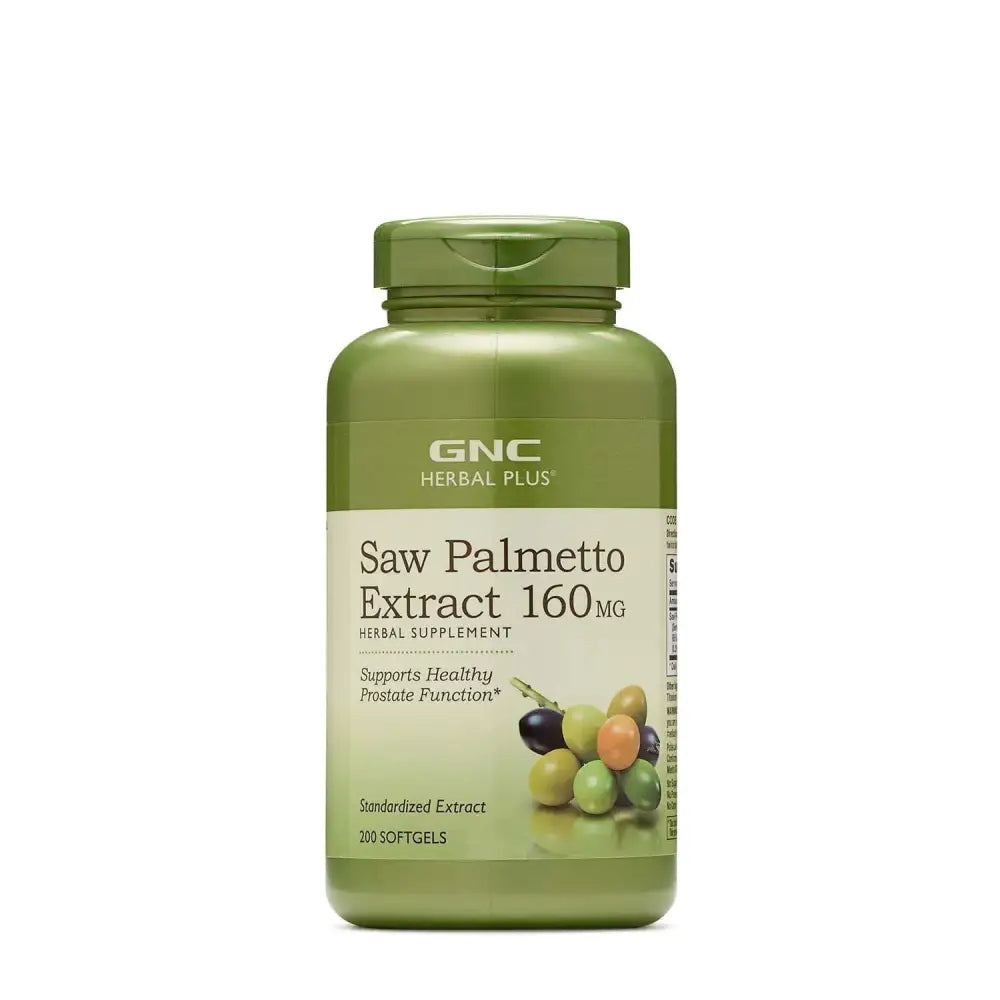GNC Herbal Plus Saw Palmetto Extract 160mg 200 Capsules Supports Healthy Prostate Health - 200 Count (Pack of 1)