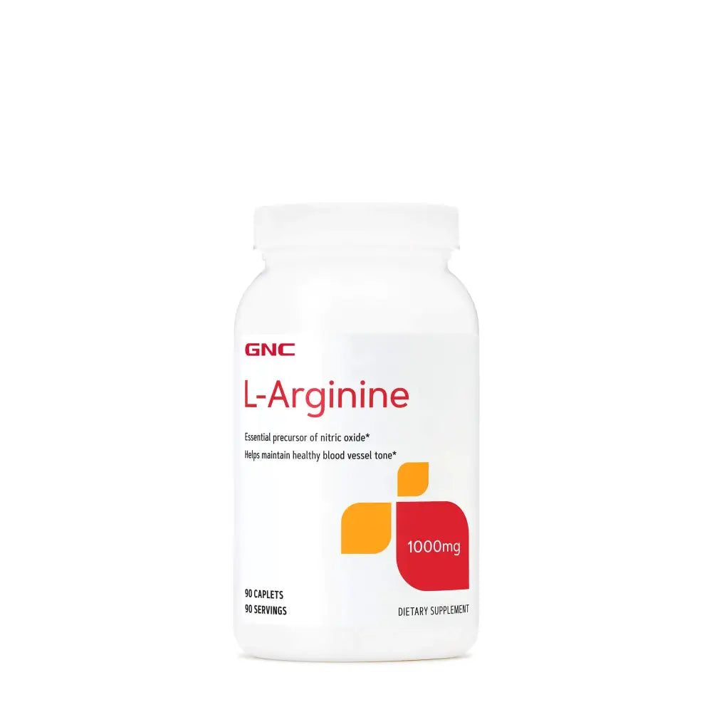 GNC L-Arginine 1000mg 90 Caplets Increases Nitric Oxide Production - 90 Count (Pack of 1)