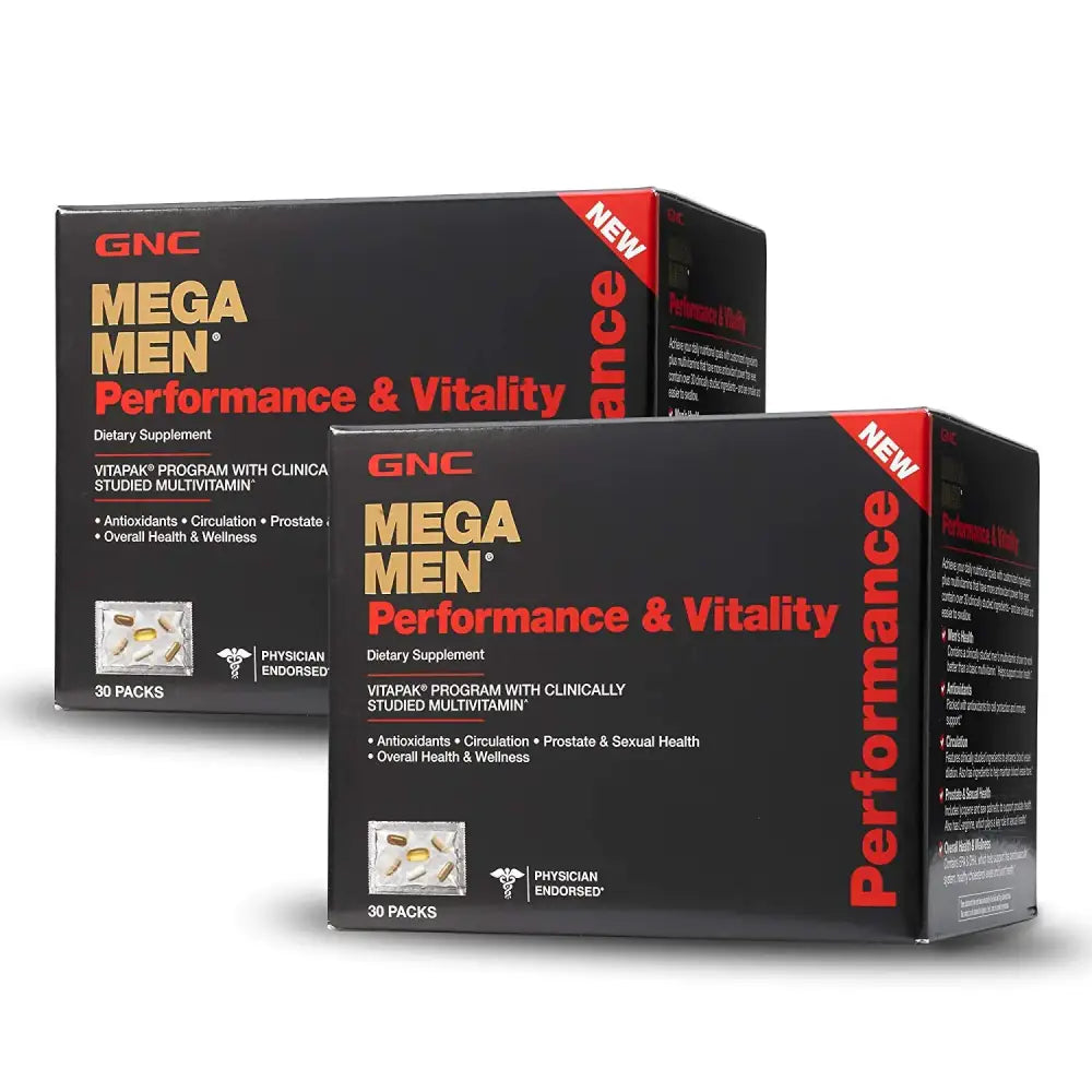 GNC Mega Men Performance Vitality - 30 Packs - 30 Count (Pack of 2)