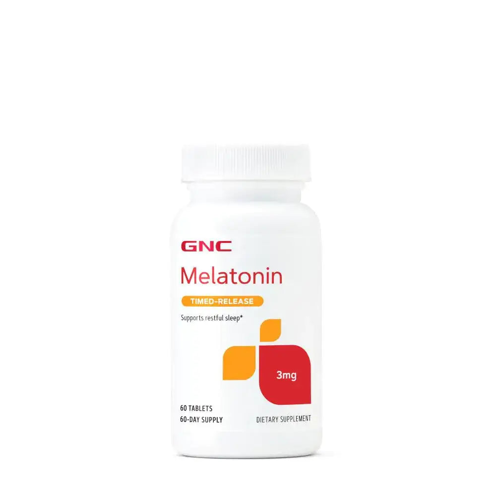 GNC Melatonin 3mg Supplement Supports Restful Sleep Timed Release 60 Servings - n/a