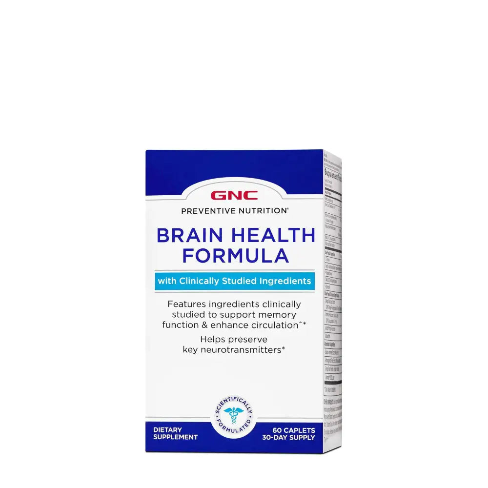 GNC Preventive Nutrition Brain Health Formula 60 Caplets Supports Memory Function and Enhances Circulation - n/a