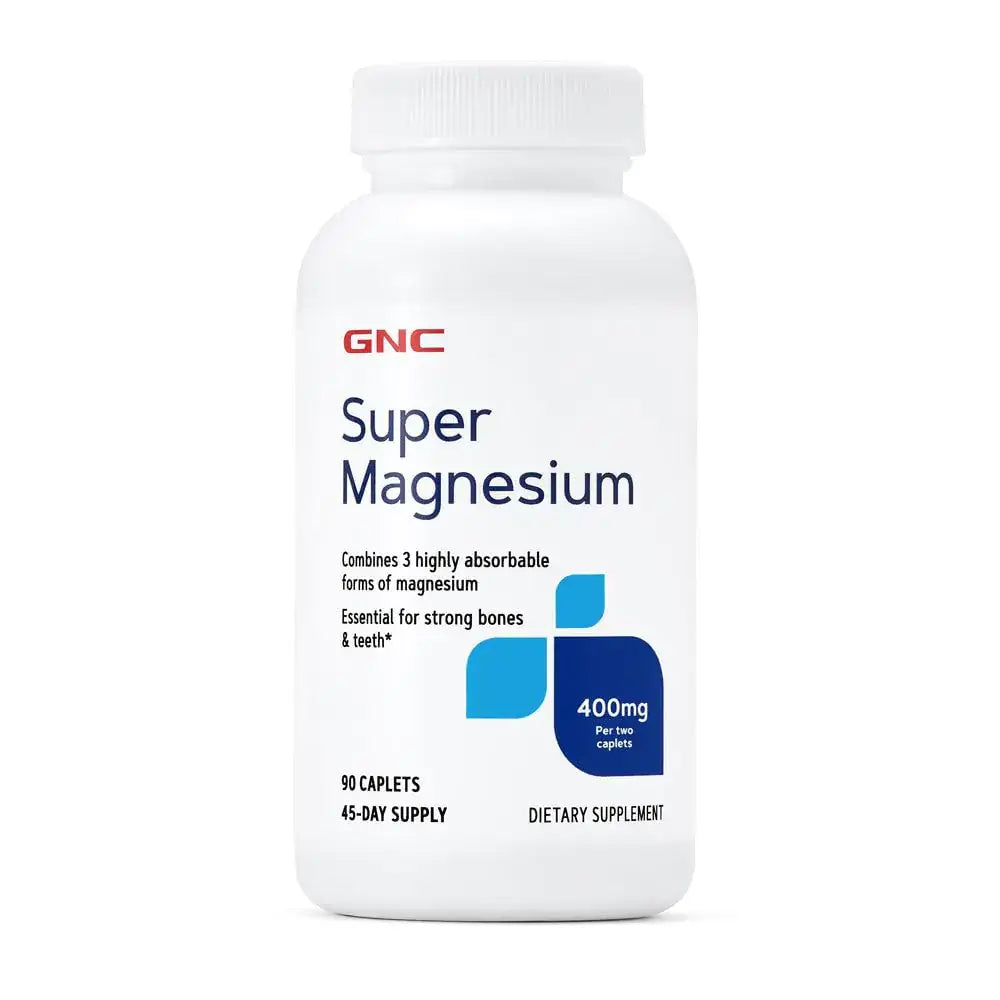 GNC Super Magnesium 400mg Supplement Supports Strong Bones and Teeth Highly Absorbable 45 Servings - n/a