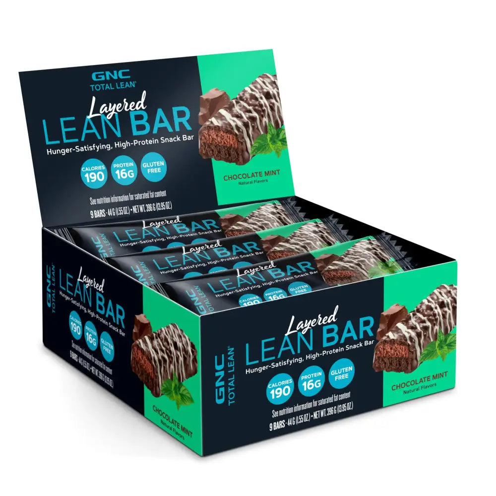 GNC Total Lean Layered Lean Bar - Chocolate Mint | 16g Protein | 9 Bars - n/a