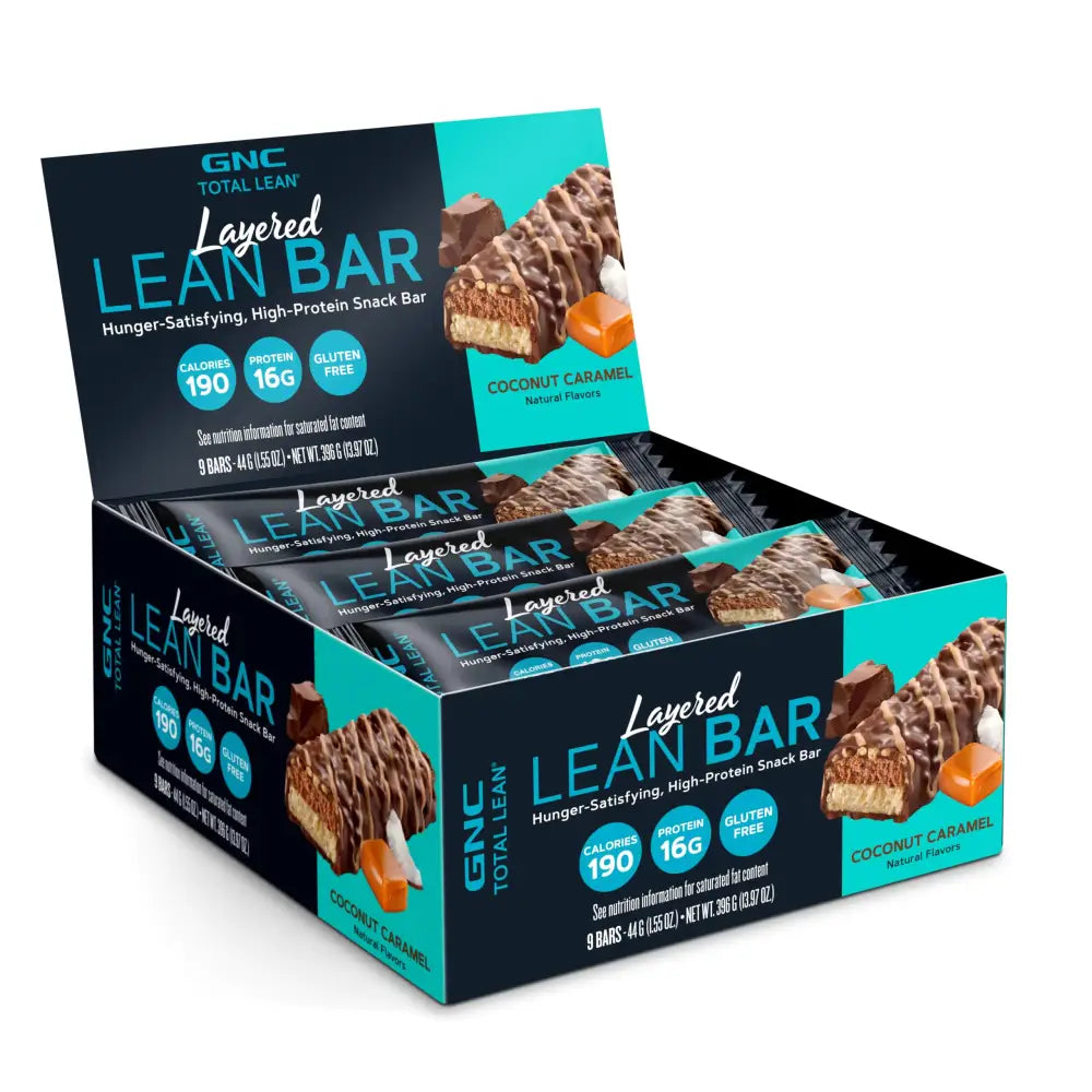 GNC Total Lean Layered Lean Bar - Coconut Caramel | 16g Protein | 9 Bars - n/a