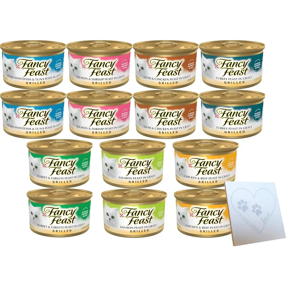 Grilled Variety Pack for for Purina-Fancy-Feast - 7 Total Flavors: Salmon Turkey Shrimp & Salmon Liver & Chicken Fish &