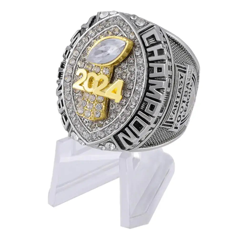 guancrown 2024 Fantasy Football Championship Trophy Ring Award Prize Sports Winner FFL Champion Ring (Size 13 Ring