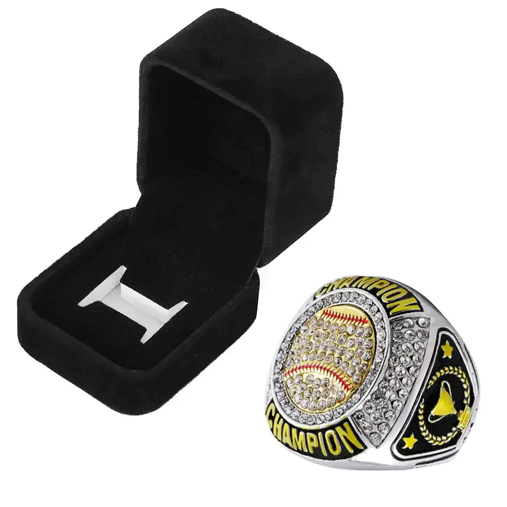 guancrown Baseball Championship Ring Trophy Award Gift Tournament Champions or Finalists Champion Ring (Ring with Box