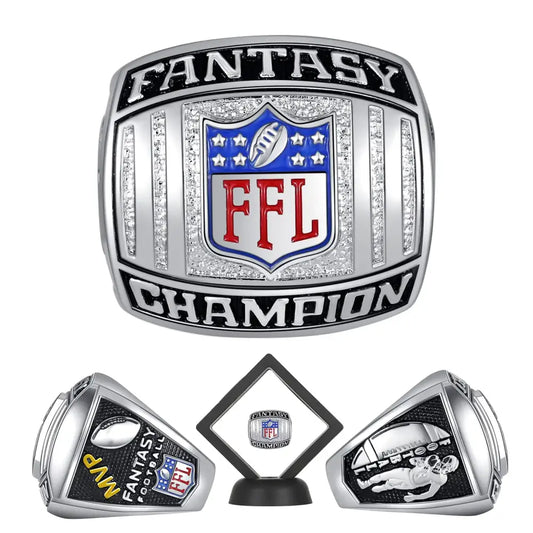 HuangouSA MVP Fantasy Football Championship Ring League Champion Trophy Rings Premium Award for Winner (Silver 11)