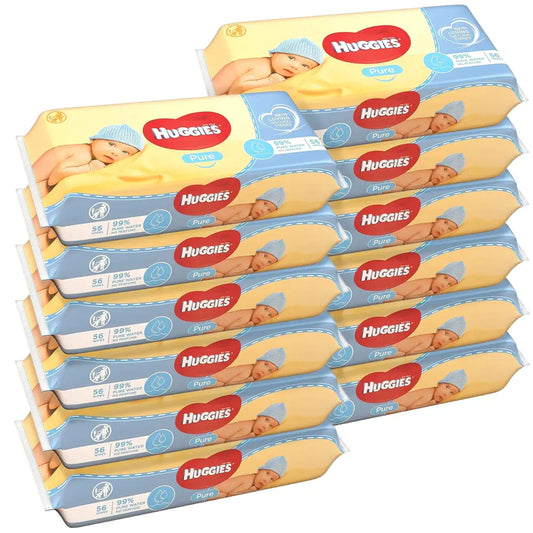 Huggies Baby Wipes Pure Water Fragrance Free Wipes 56 Count (Pack of 12) Total 672 Wipes - n/a