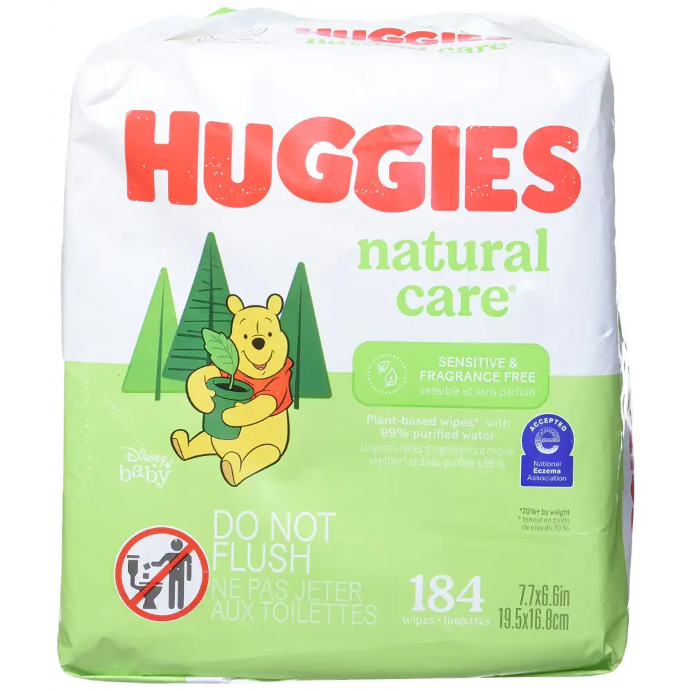 Huggies Natural Care Fragrance Free Baby Wipes 552 Total Wipes 184 Count (Pack of 3) Packaging May Vary - 552 / 184