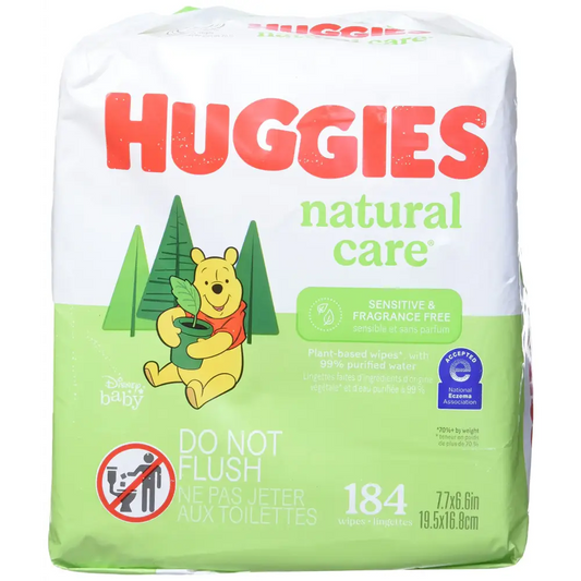 Huggies Natural Care Fragrance Free Baby Wipes 552 Total Wipes 184 Count (Pack of 3) Packaging May Vary - 552 / 184