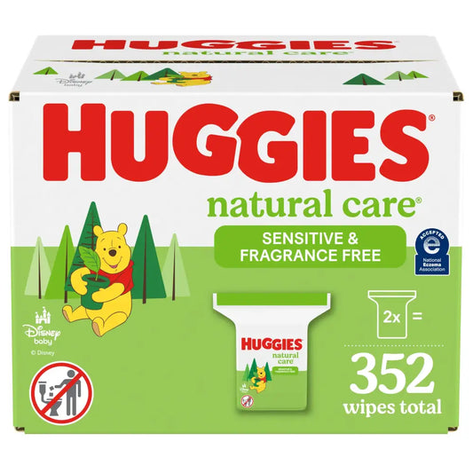 Huggies Natural Care Sensitive Baby Wipes Unscented Hypoallergenic 99% Purified Water 2 Refill Packs (352 Wipes Total)