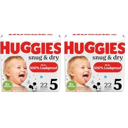 Huggies Snug & Dry Baby Diapers Size 5 (27+ lbs) 22 Ct (Pack of 2) - n/a