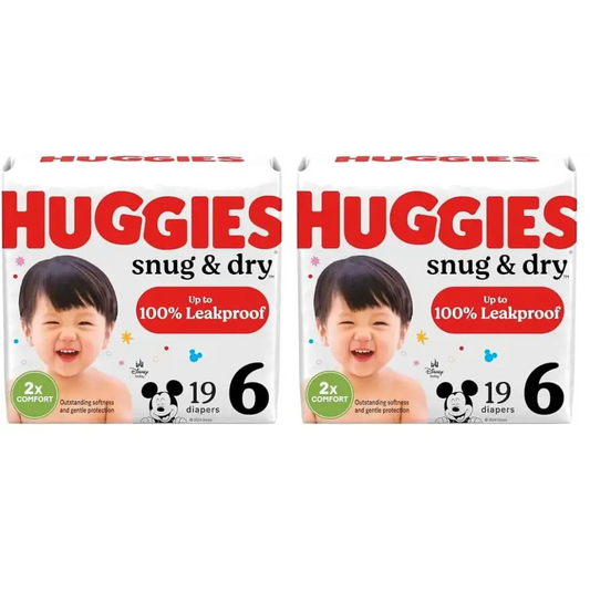Huggies Snug & Dry Baby Diapers Size 6 (35+ lbs) 19 Ct (Pack of 2) - n/a