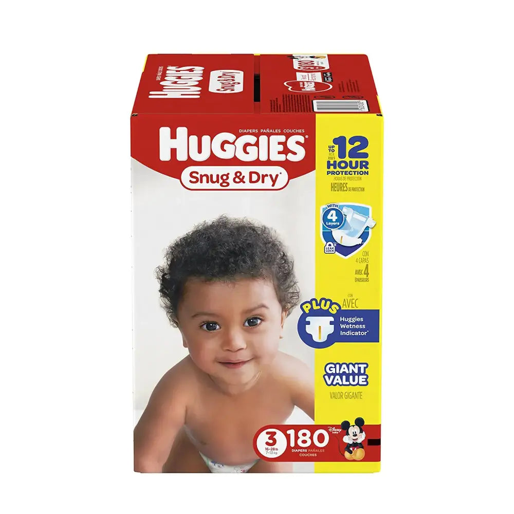HUGGIES Snug & Dry Diapers Size 3 180 Count - 180 / Size 3 (180 Count)