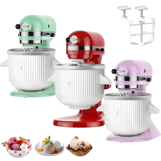 Ice Cream Maker Attachment for KitchenAid Stand Mixer Ice Cream Bowl Compatible with 4.5Qt 2 Quart and Larger Stand
