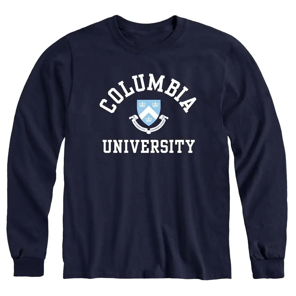 Ivysport Columbia University Lions Long Sleeve T-Shirt Crest Navy Small Size - Columbia University - Navy / Small