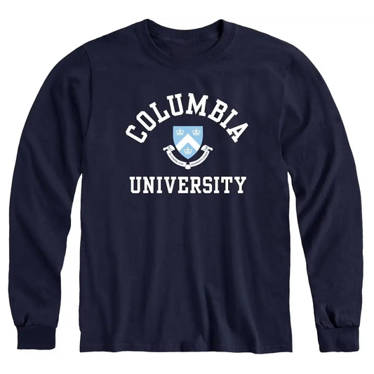 Ivysport Columbia University Lions Long Sleeve T-Shirt Crest Navy Small Size - Columbia University - Navy / Small
