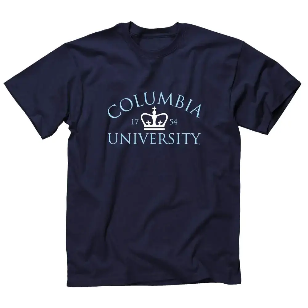Ivysport Columbia University Short Sleeve Classic Fit Cotton T-Shirt with Crown Logo Navy Large - Navy / Large