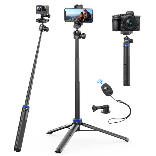 Kaitezenz Selfie Stick Phone Tripod with Remote Control 64’’ Extendable Phone Vlog Tripod Stand with 2-in-1 Phone Clip