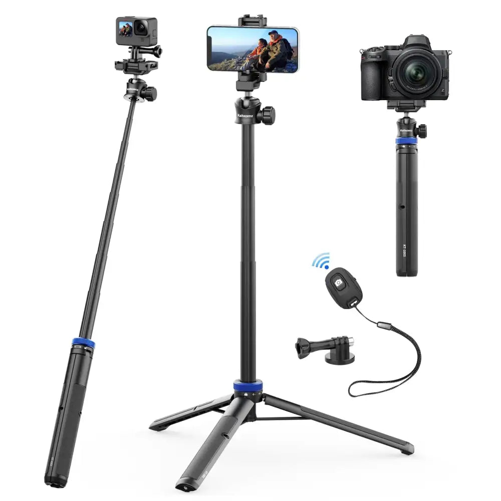 Kaitezenz Selfie Stick Phone Tripod with Remote Control 64’’ Extendable Phone Vlog Tripod Stand with 2-in-1 Phone Clip