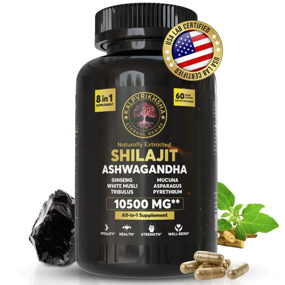 Kalpvrikhsha Ashwagandha 2000Mg Shilajit 4500Mg Ginseng 1500Mg White Musli 500Mg Asparagus 500Mg - with Nature Made