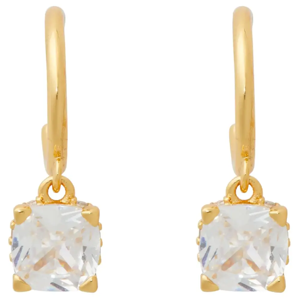 kate spade new york Little Luxuries 6mm Square Huggies Clear/Gold One Size - Clear/Gold / One Size