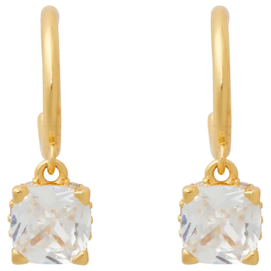 kate spade new york Little Luxuries 6mm Square Huggies Clear/Gold One Size - Clear/Gold / One Size