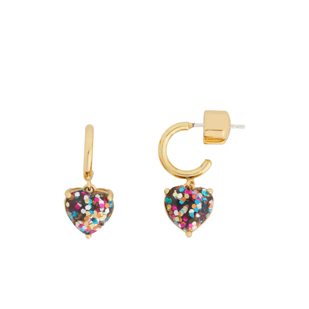 kate spade new york My Love Glitter Heart Huggies Multi Glitter One Size - Multi Glitter / One Size