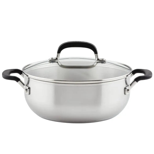 KitchenAid Casserole with Lid 4 Quart Brushed Stainless Steel - Brushed Stainless Steel / 4.8 Quarts