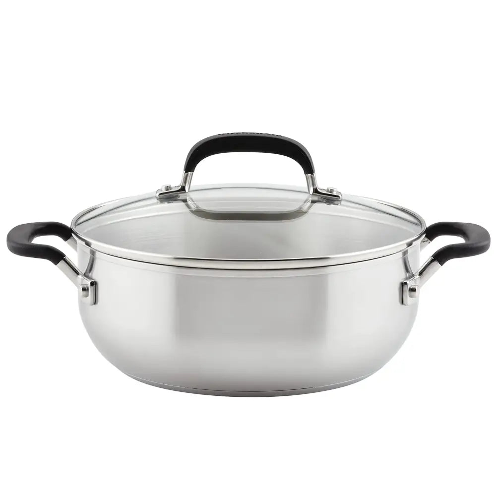 KitchenAid Casserole with Lid 4 Quart Brushed Stainless Steel - Brushed Stainless Steel / 4.8 Quarts