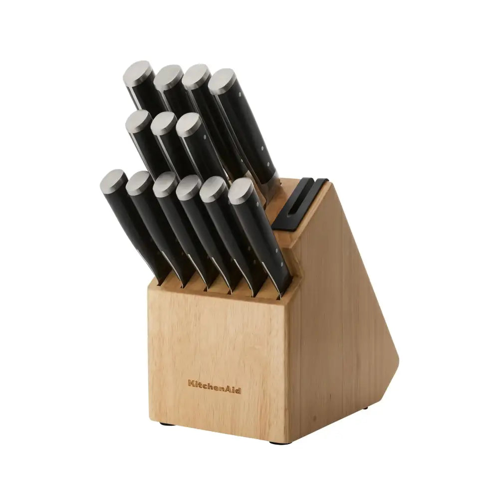 KitchenAid Forged Triple Riveted Knife Block Set with Built-In Knife Sharpener High Carbon Stainless Steel Kitchen