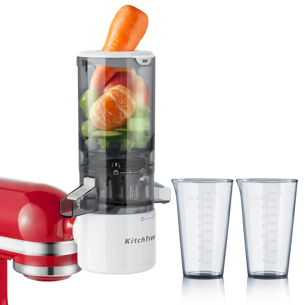 KITCHTREE Slow Cold Press Juicer Attachment for KitchenAid Stand Mixer 4.2’’ Large Feed Chute Fit Whole Vegetables &