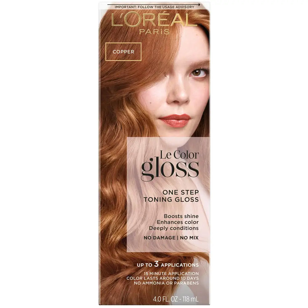 LOreal Paris Le Color One Step Toning Hair Gloss Copper 4 Ounce - Copper / 4 Fl Oz (Pack of 1)