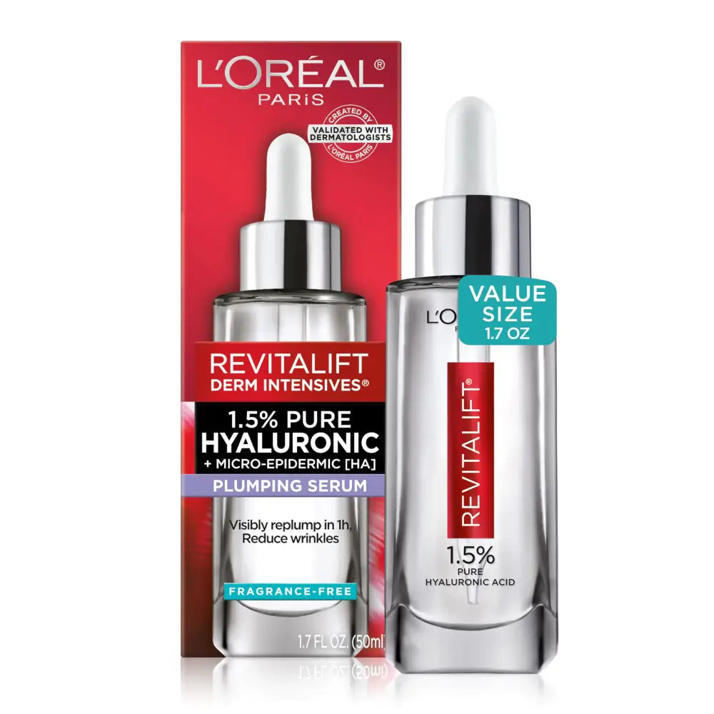 LOreal Paris Revitalift 1.5% Pure Hyaluronic Acid Face Serum Hydrate & Reduce Wrinkles Fragrance Free 1.7 oz