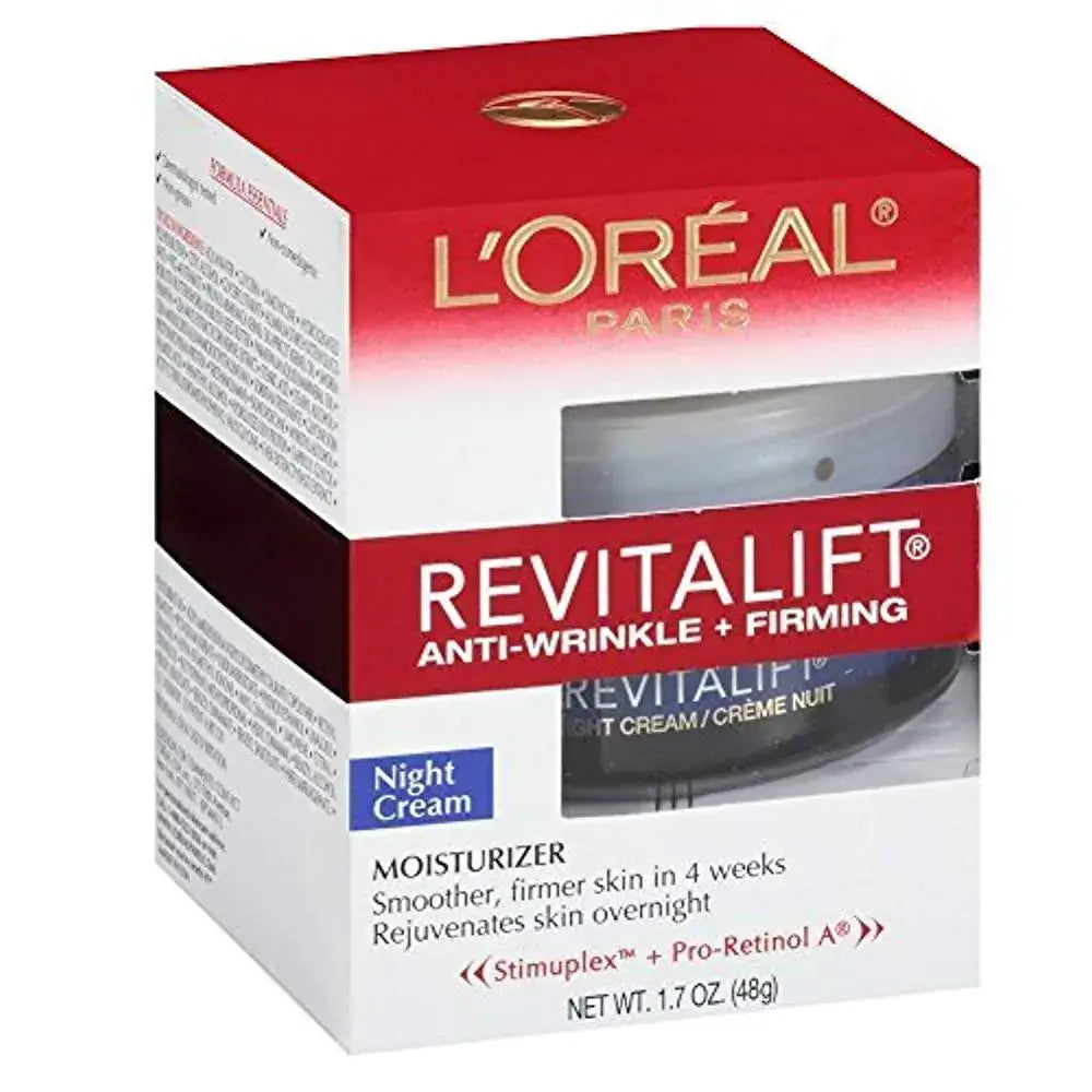 LOreal Paris RevitaLift Anti-Wrinkle + Firming Night Cream Moisturizer 1.7 oz (Pack of 3) - n/a