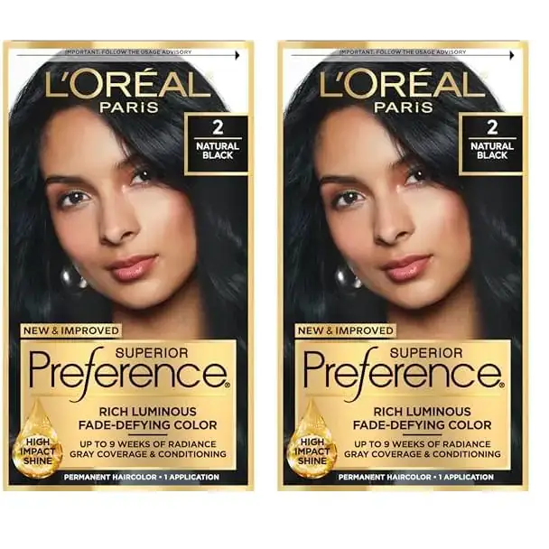 LOreal Paris Superior Preference Permanent Hair Color Fade-Defying Hair Dye with Color & Shine Conditioner 2 Natural