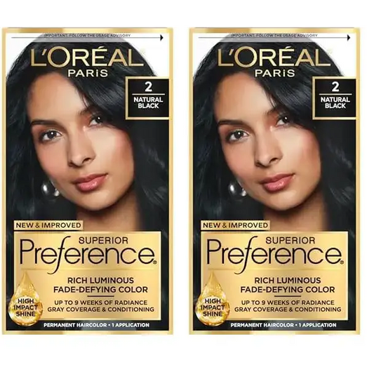 LOreal Paris Superior Preference Permanent Hair Color Fade-Defying Hair Dye with Color & Shine Conditioner 2 Natural