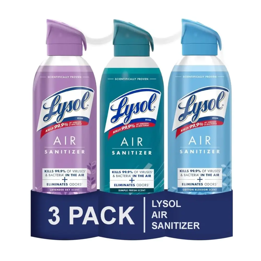 Lysol Air Sanitizer Spray For Air Sanitization and Odor Elimination Simple Fresh Lavender Cotton Blossom 10 Fl. Oz