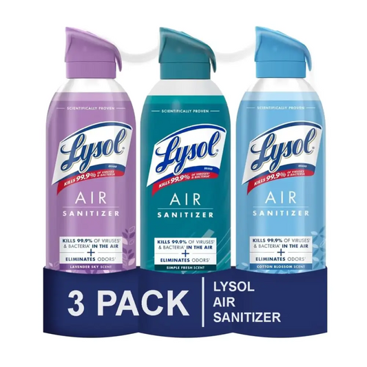 Lysol Air Sanitizer Spray For Air Sanitization and Odor Elimination Simple Fresh Lavender Cotton Blossom 10 Fl. Oz