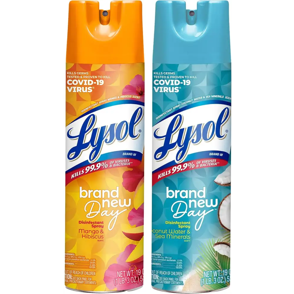 Lysol Disinfectant Spray Multi Scent Bundle - Mango & Hibiscus Coconut & Sea Minerals Scents 19 Ounces (Pack of 2) - n/a