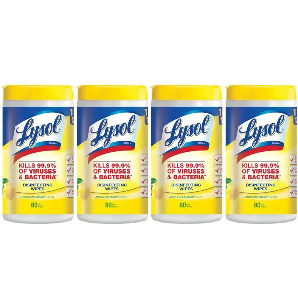 Lysol Disinfecting Wipes Lemon and Lime Blossom 80 Count (Pack of 4) - n/a