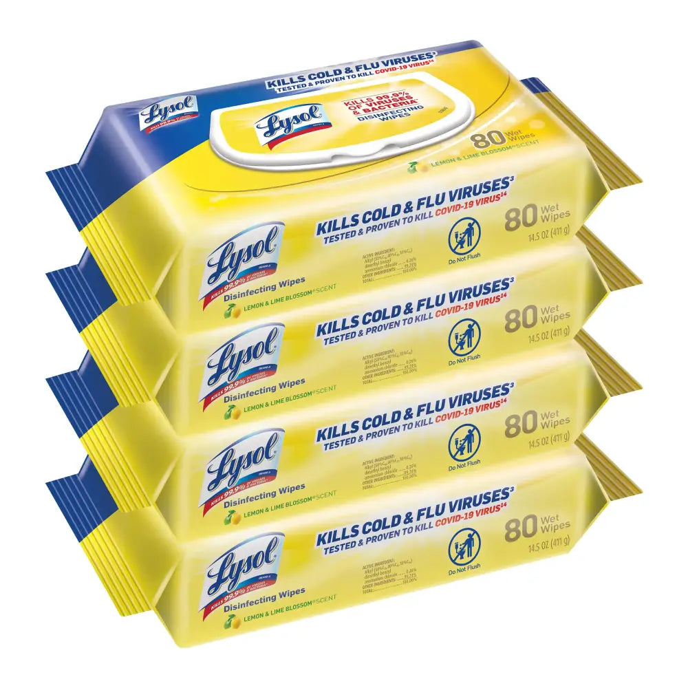 Lysol Disinfecting Wipes Lemon & Lime Blossom 80 Count (Pack of 4) - n/a