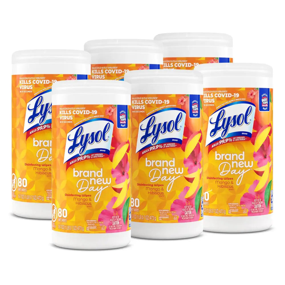 Lysol Disinfecting Wipes Mango & Hibiscus Pack of 6 80ct - 80 Count (Pack of 6)