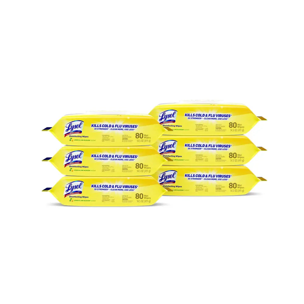 Lysol® Disinfecting Wipes Lemon And Lime Blossom 7’’ x 8’’ 17.7 Oz 80 Wipes Per Flat Pack Carton Of 6 Flat Packs - 80