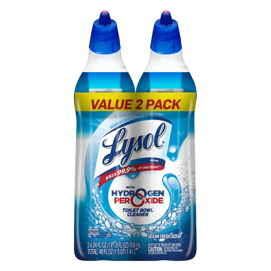 Lysol Toilet Bowl Cleaner Gel For Cleaning and Disinfecting Bleach Free Ocean Fresh Scent 24oz (Pack of 2) - n/a