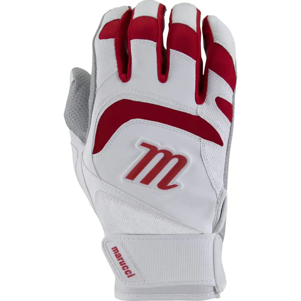 Marucci 2021 Adult Signature Batting Gloves White/RED Adult Large - WHITE/RED / ADULT LARGE