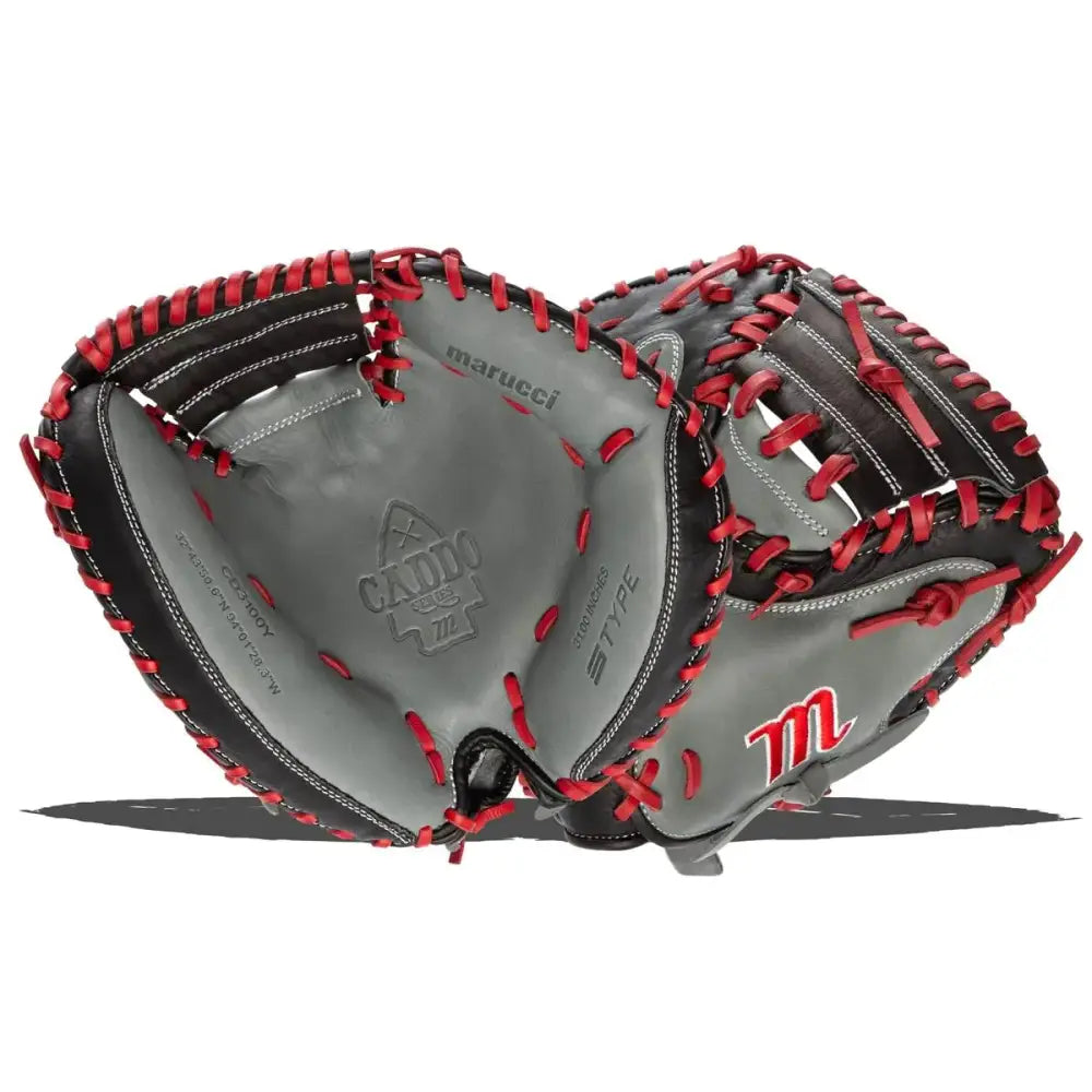 Marucci boys Right Hand Thrower Baseball Glove GRAY/RED 31 CM US - Right Hand Throw / 31 CM
